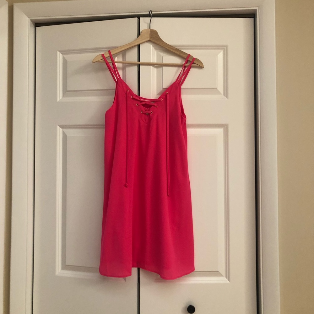 NWOT Hot Pink Gianni Bini Lace-Up Dress